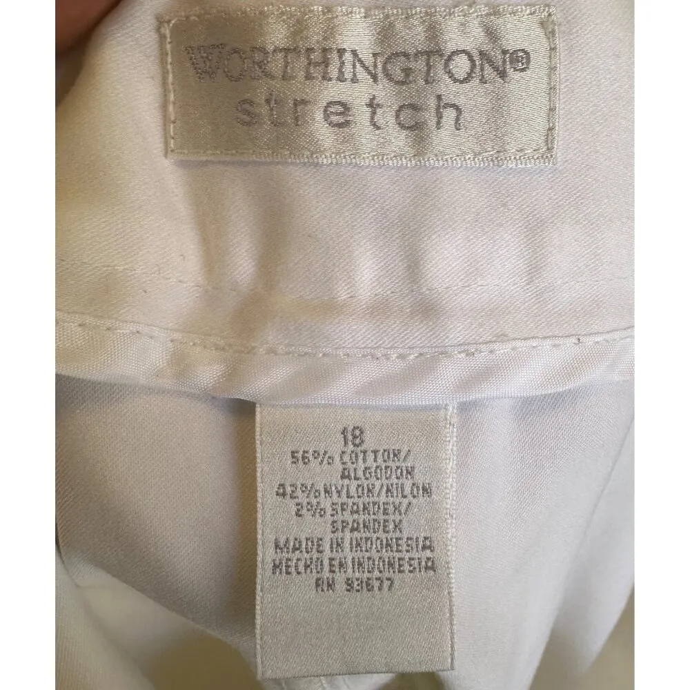 Worthington Stretch Women's Cotton Nylon Spandex Size 18 White - Image 6