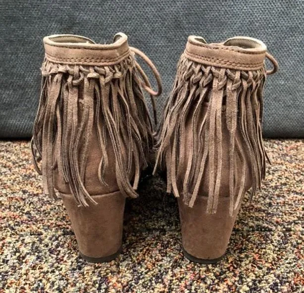 Mystic Sugar  Fringe Wedge Booties - Image 4