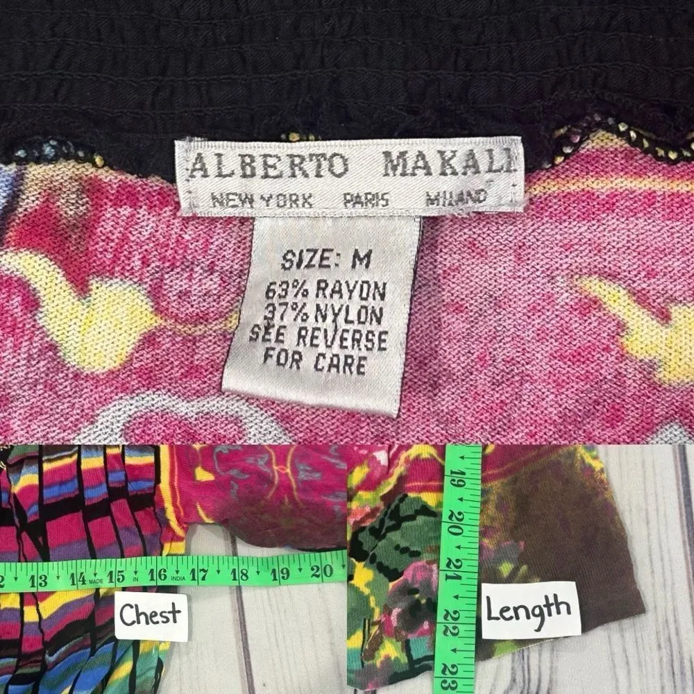 Albert Makali M Multicolor Boho Chic Snap Button Cardigan Bold Art Colorful - Image 2