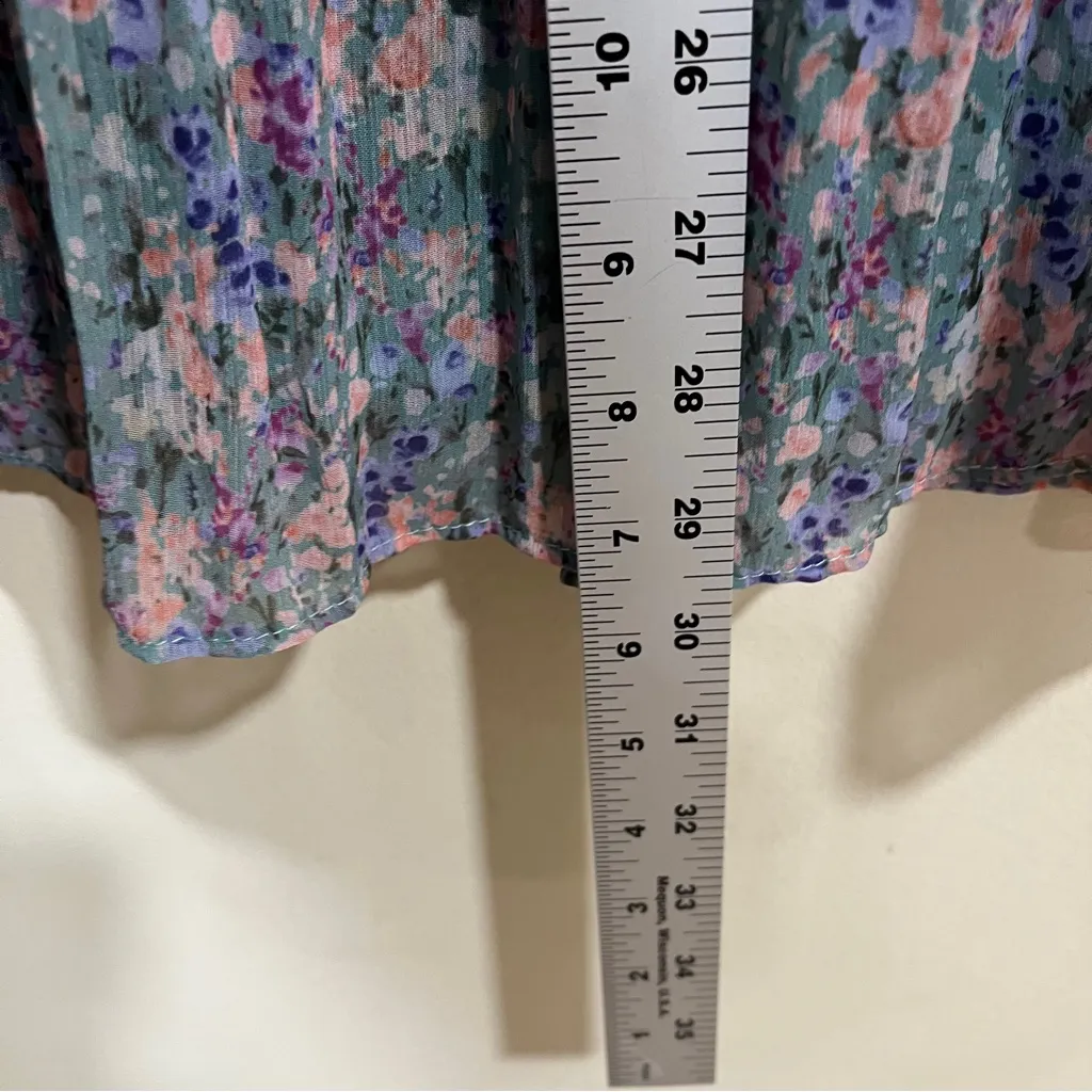 NWT Skies Are Blue Floral Midi Skirt Pink Blue  Tiered Layered Size MP - Image 4