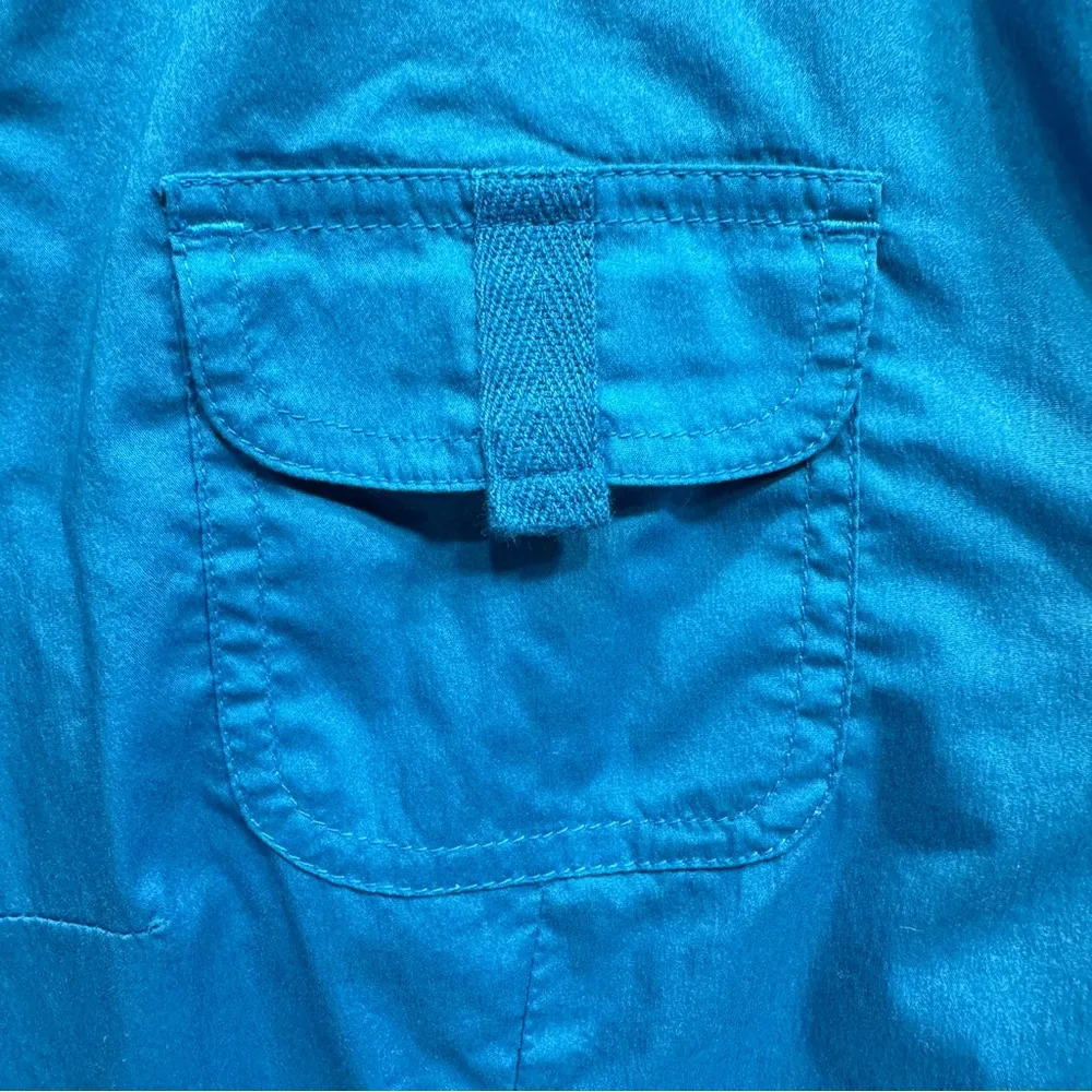 Chico’s Bold Turquoise Blue Tailored Button Front Long Sleeve Top Size 1/M - Image 8