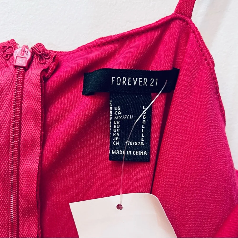 NWT Forever 21 Rhinestone Ruched Mini Dress sz Large shocking pink - Image 62