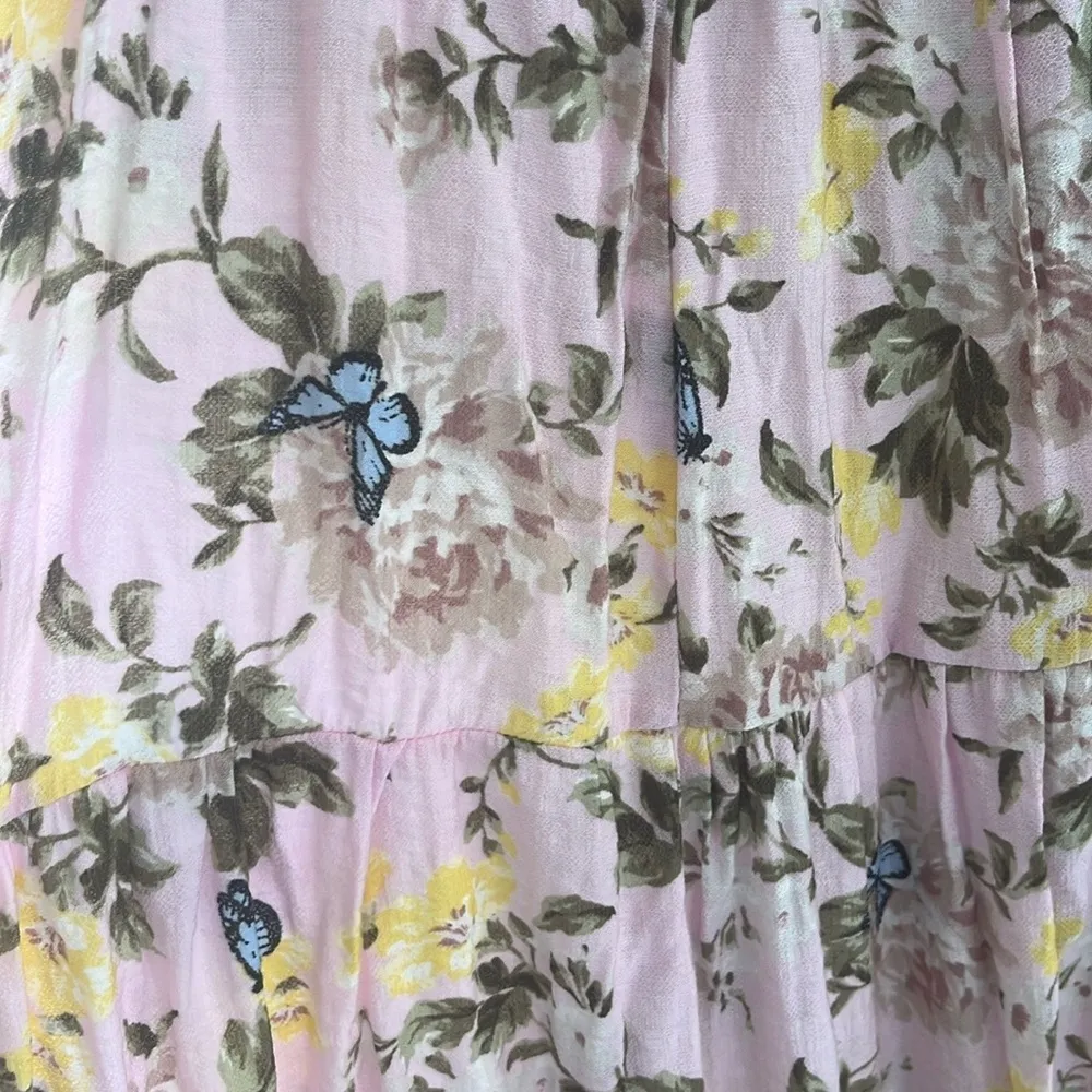 INC International Concepts Sundress pink floral midi ruffle tiered size 10 - Image 4