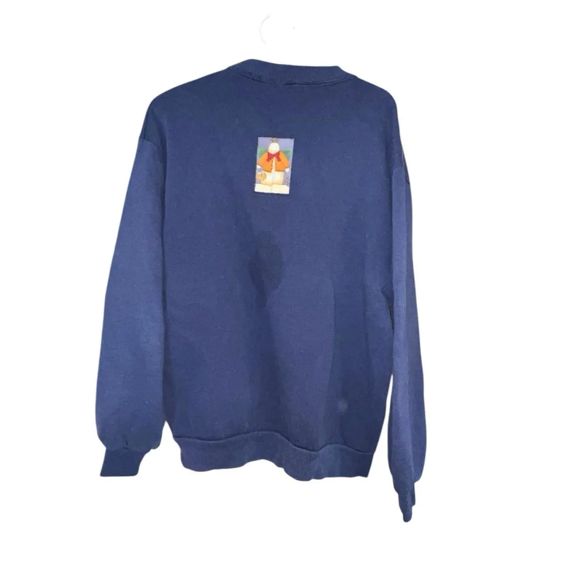 Vintage 90s Christmas Snowman Holiday Sweatshirt Grandma Core Navy L Blue Size L - Image 2