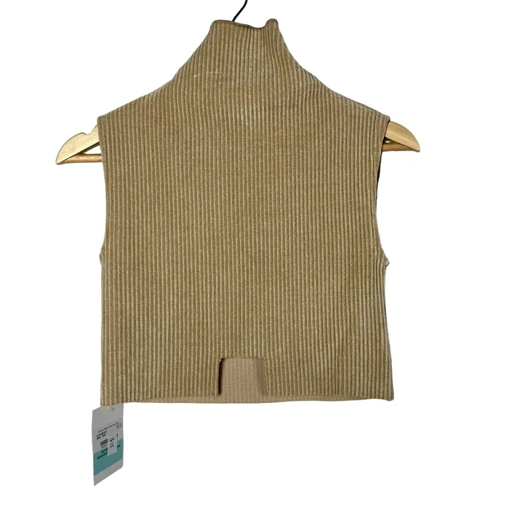 Storets Veronica Beige Ribbed Turtleneck Cropped Tank Top S/M - Image 12