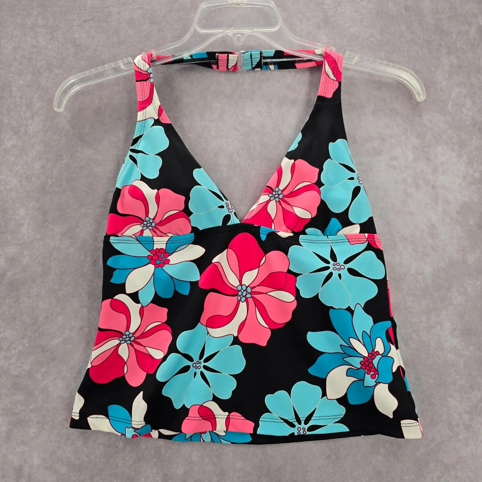Sonoma Black Floral Halter Padded Swimwear Tankini Tank Top Medium M 10 - Image 1