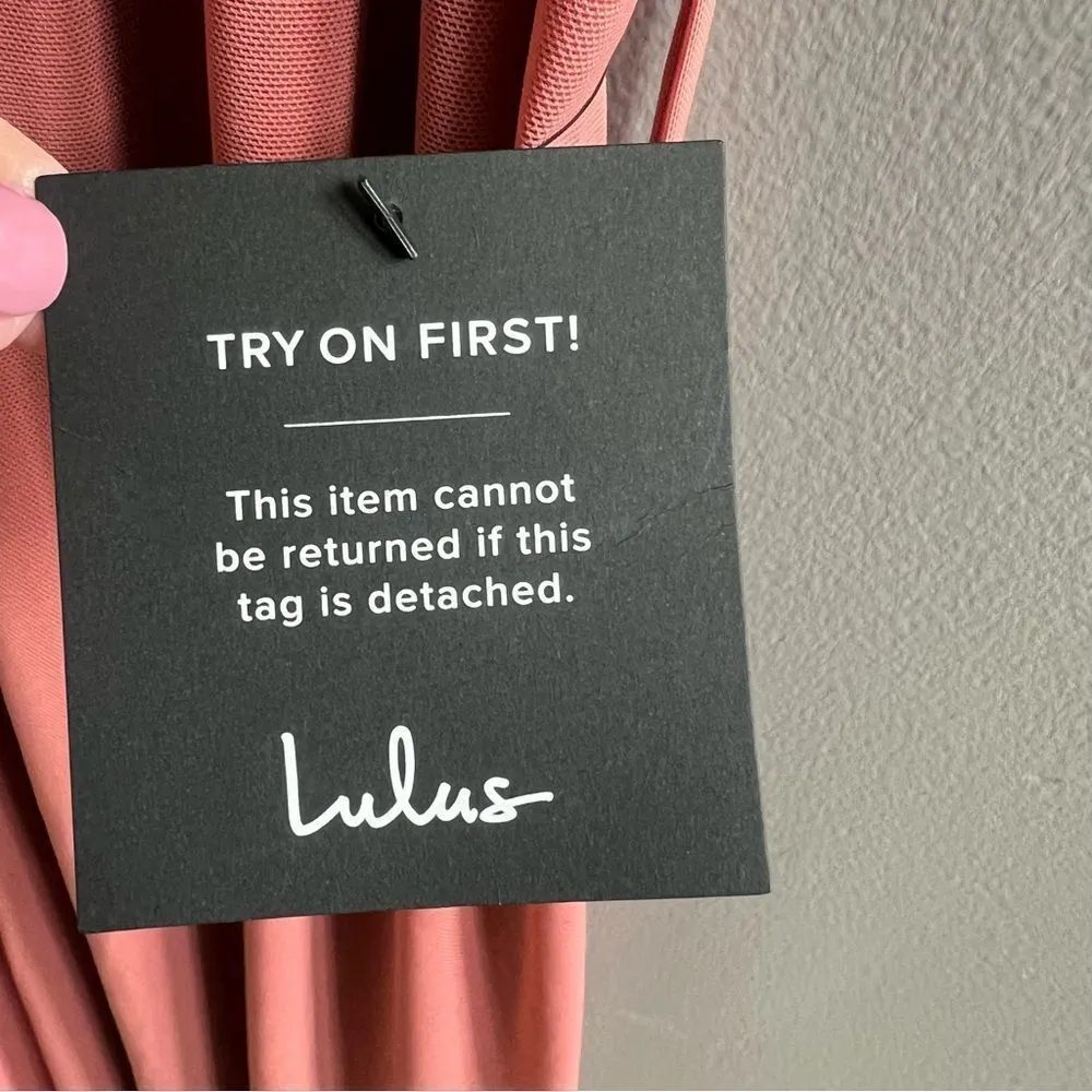 Lulu’s Mesmerized by Love Rusty Rose Mesh Lace-Up Maxi Dress NWT XS - Image 8