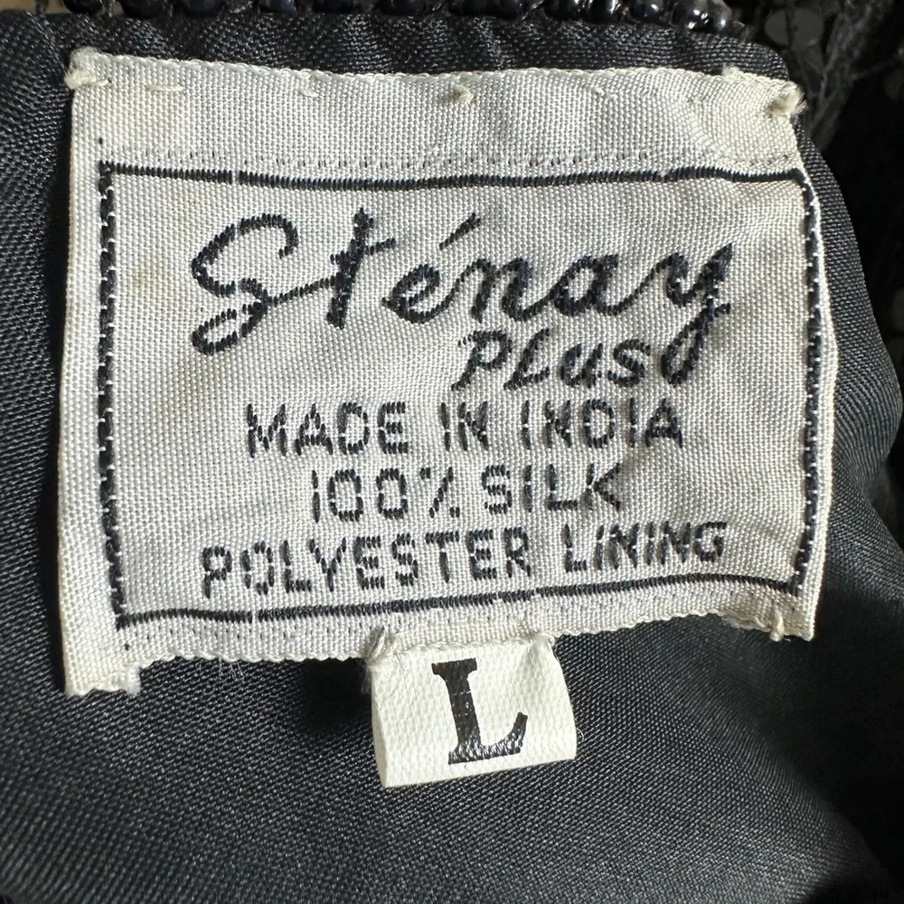 STÉNAY Vintage Black Sequin Silk Top Size L Size L - Image 11