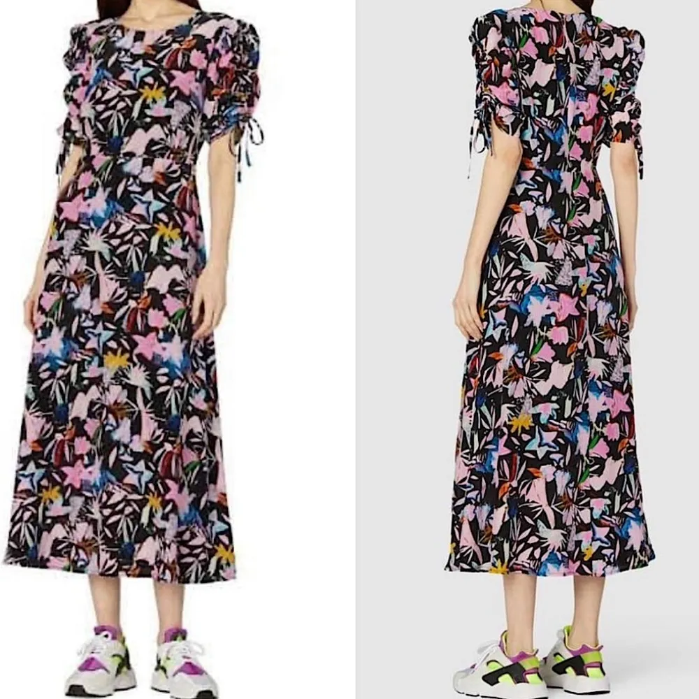 Gorman x Kaitlin Johnson Black Licorice Floral Silk Midi‎ Dress Black AU 12 / M Size M - Image 2