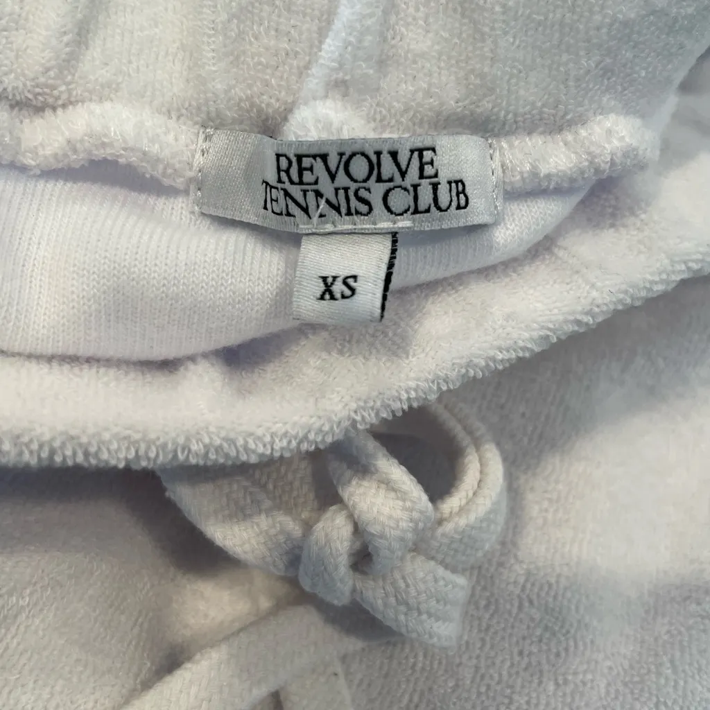Revolve Tennis Club Drawstring White Terry Mini Skirt Sz XS Sporty Preppy Ribbon - Image 5