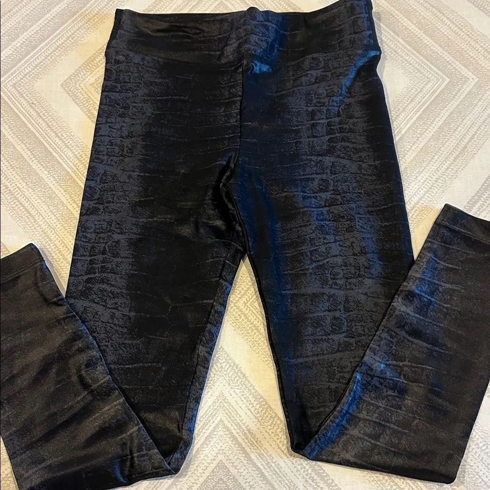 Koral Black & Grey Printed Textured Leggings Size Small - Image 2