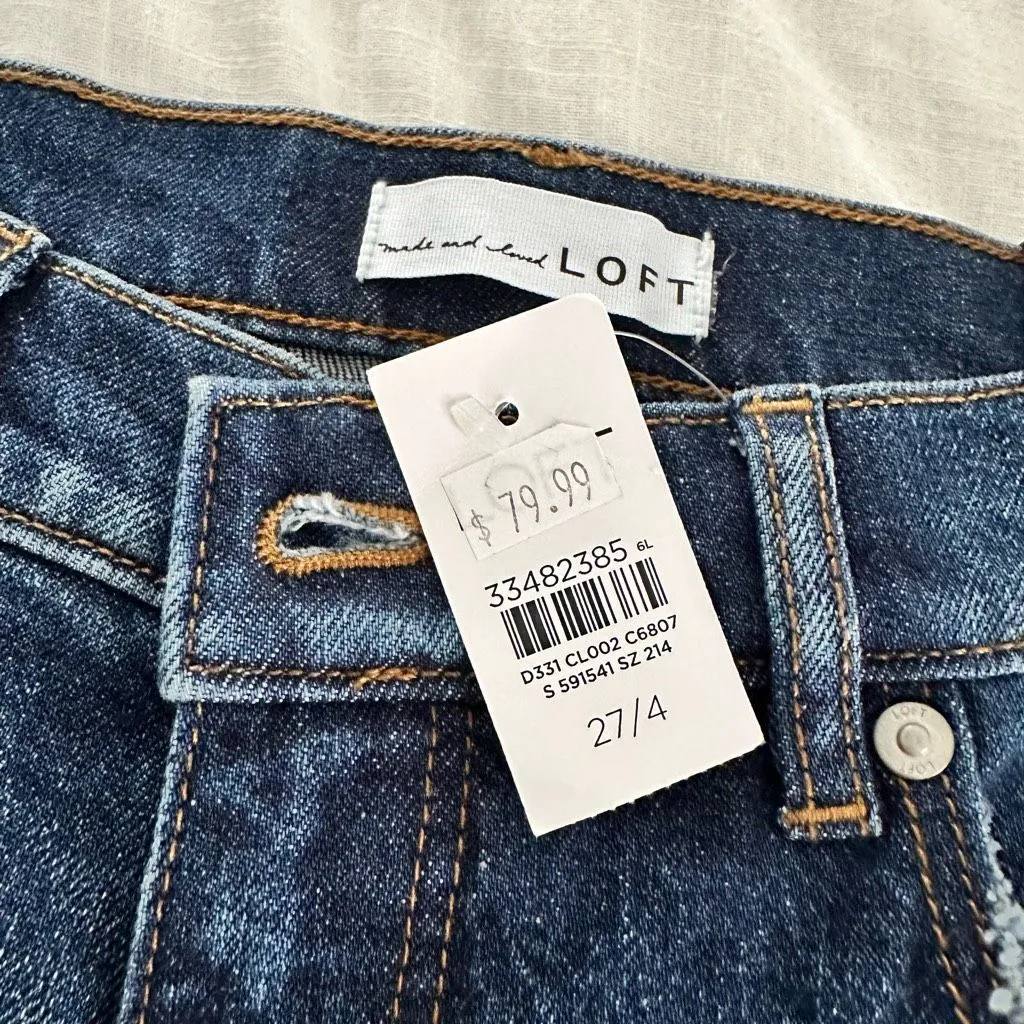 Loft Women’s Blue Denim Paisley 27 The Straight Crop Jeans NWT - Image 4