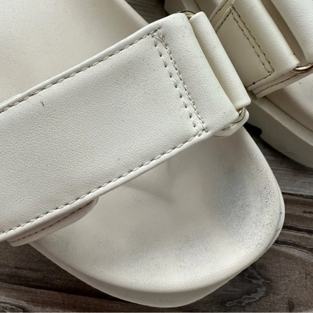 Stradivarius beige adjustable double strap slip sandals in size 7 - Image 9