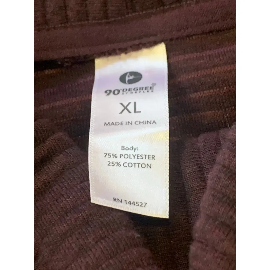 90 degree Top XL Maroon Burgundy Turtleneck Crop Drop Shoulder Stripe Texture - Image 3