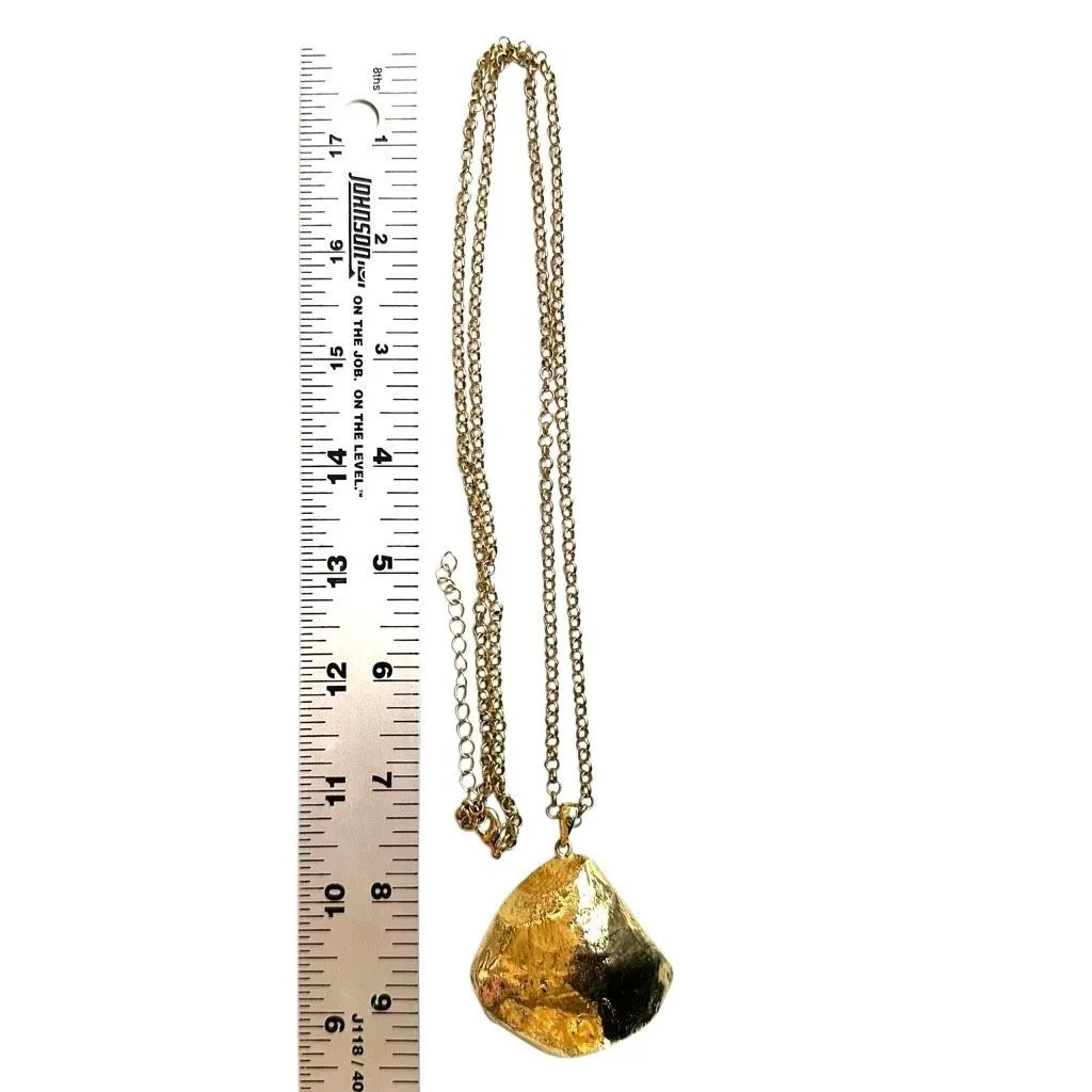 Boho Gold Tone Geode Slice Pendant Necklace - Image 9