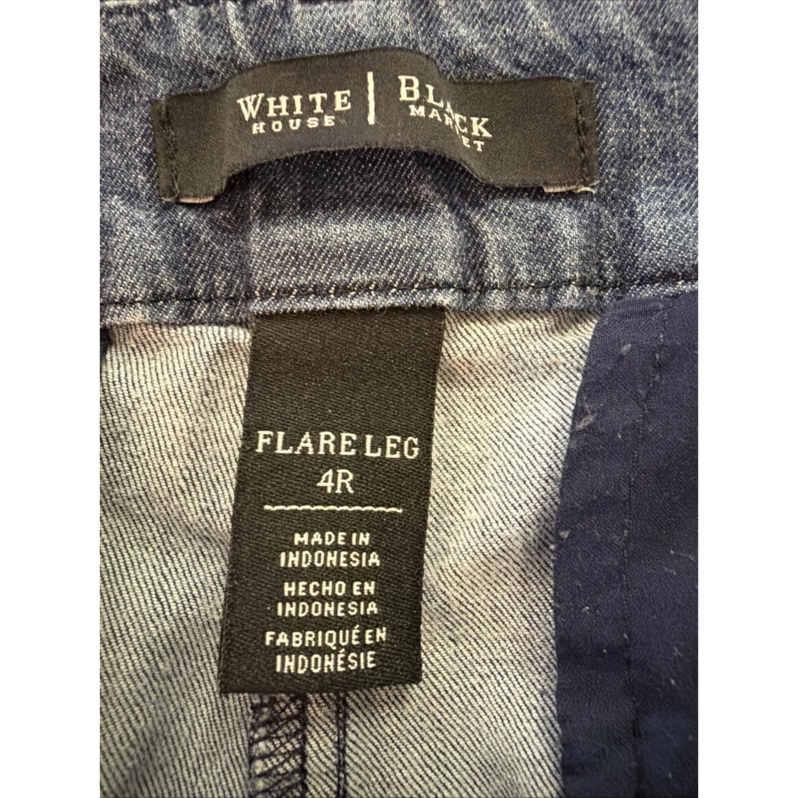 White House Black Market Flare Leg Trouser Jeans Sz 4R Workwear Blue Light Denim - Image 3