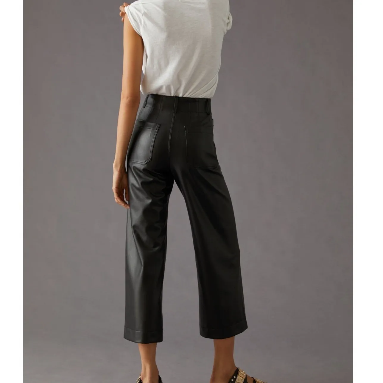 Maeve by Anthropologie The Colette Cropped Vegan Leather Pants Size 30 - Image 2