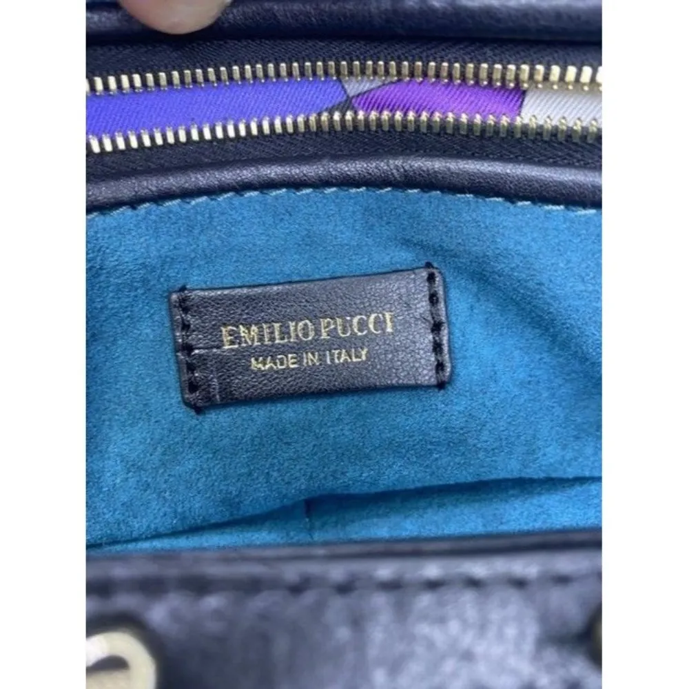 Emilio Pucci Medium City Marquise Top Handle Black Leather Shoulder Bag - Image 9