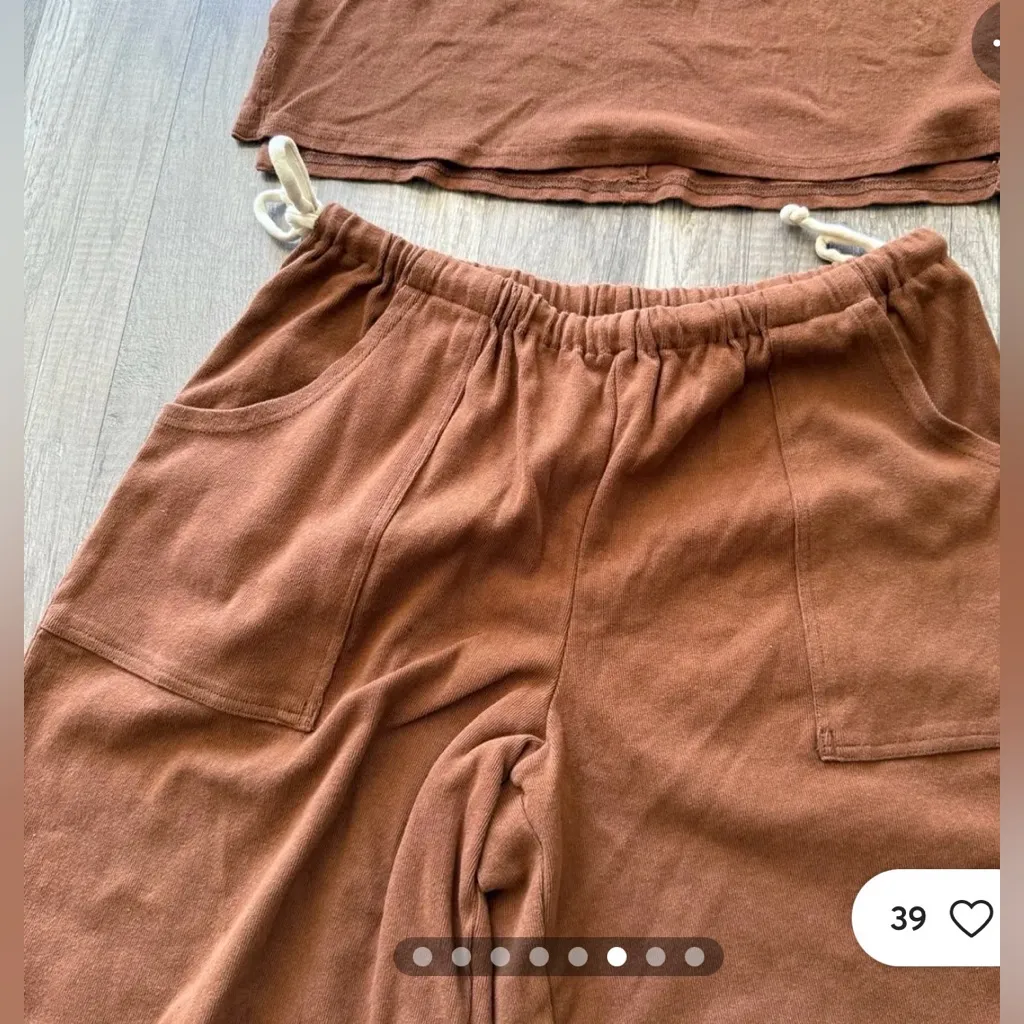 Free People Brown and White Striped Lounge Set - Image 6