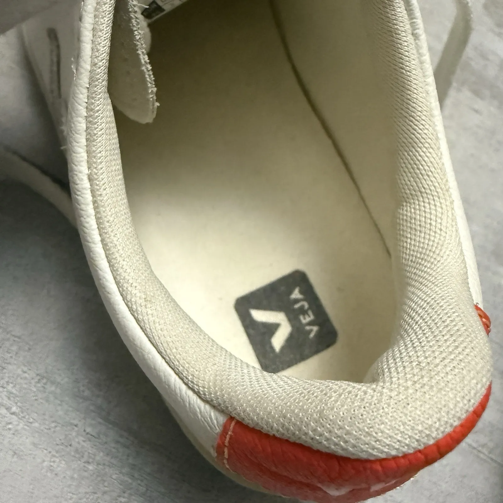 Veja Esplar Laces Sneaker Tennis Shoes White Silver Orange Suede Leather Size 34 - Image 6