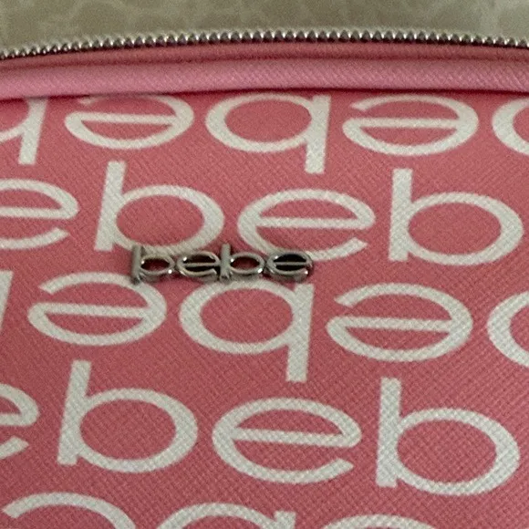 Bebe Pink All Over Logo Cosmetic Bag Makeup Pouch Zipper Closure NWOT - Image 3