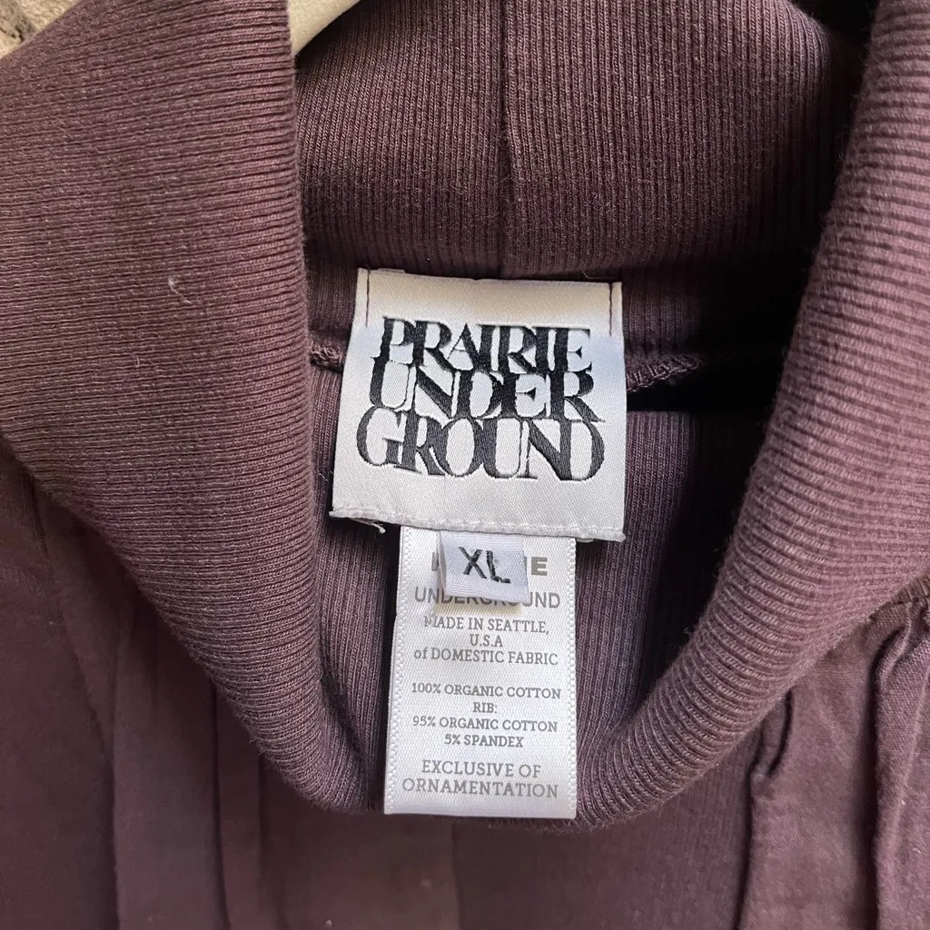 Prairie Underground mock neck cowl sweatshirt dress longline Lagenlook Brown xl - Image 4