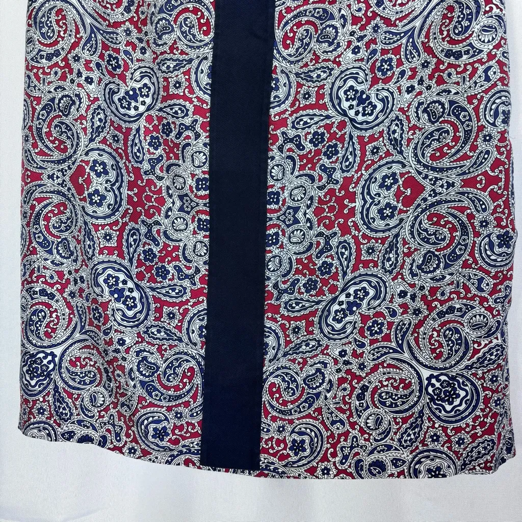 Brooks Brothers 100% silk paisley pencil skirt in red, white, navy blue Size 2 - Image 2