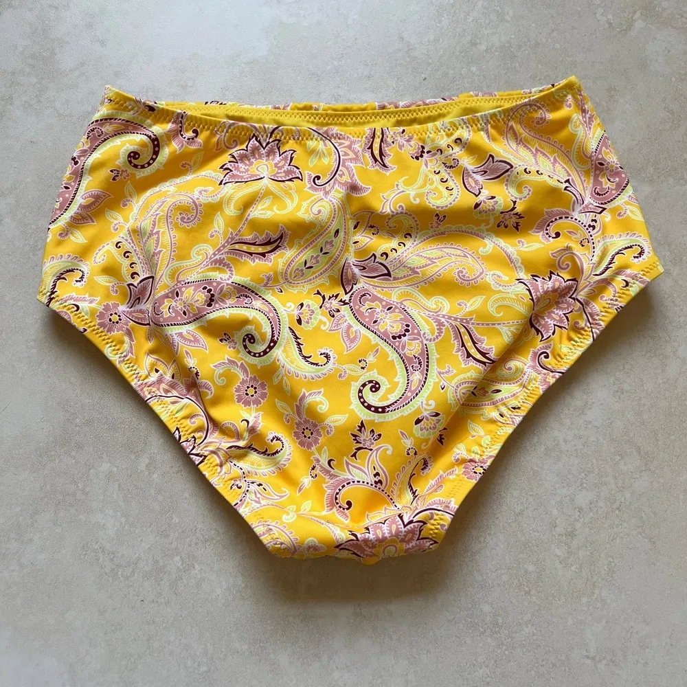 Sanctuary High Waisted Yellow Paisley Bikini Swim Bottom Size S - Image 4