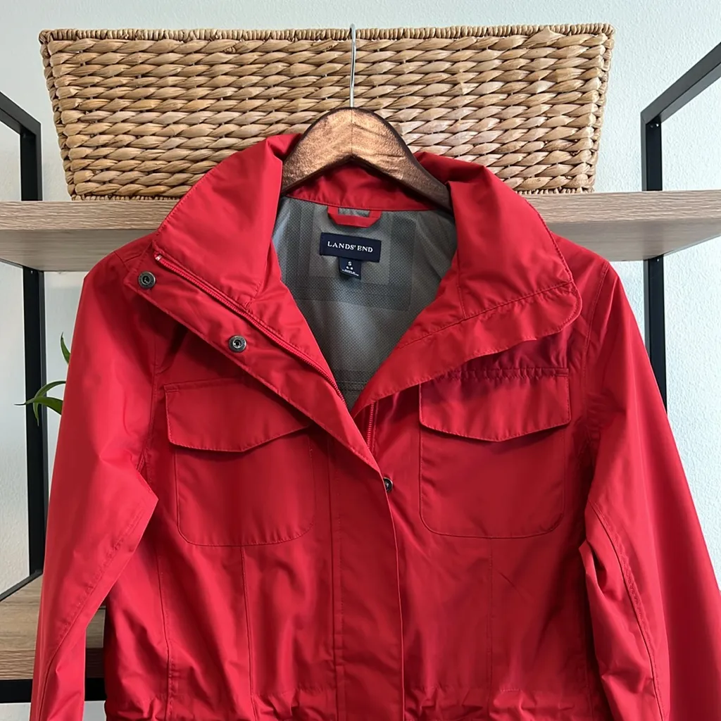 Lands' End  Hooded Pocket Lightweight Spring Rain Coat Jacket, S - Image 2
