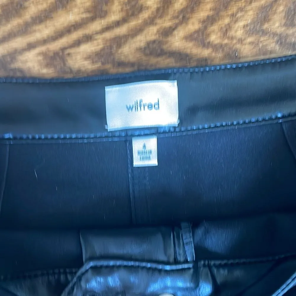 Aritzia Wilfred Faux Leather High Waisted Crop Bootcut Flare Pants Size 4 Black - Image 5