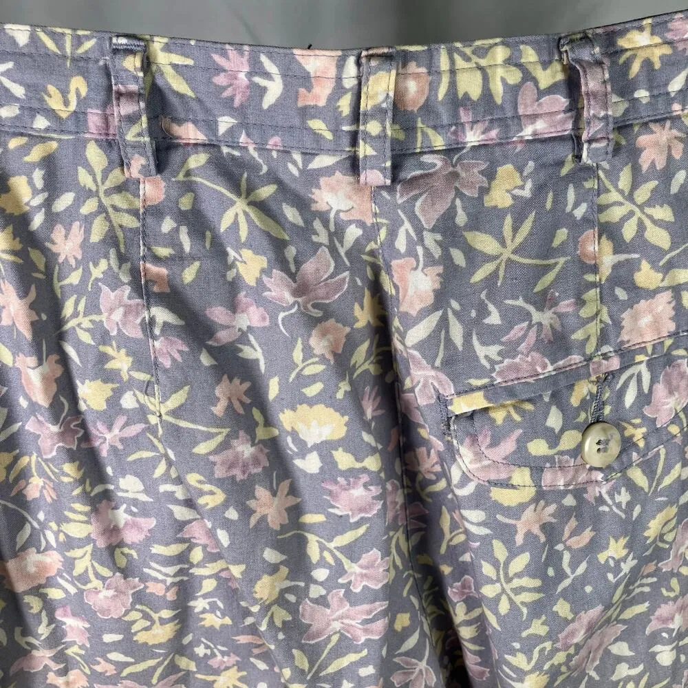 Liz Sport Petite Floral High Rise Tapered Pants Size 4 Cotton Pastel Vintage 90s - Image 4