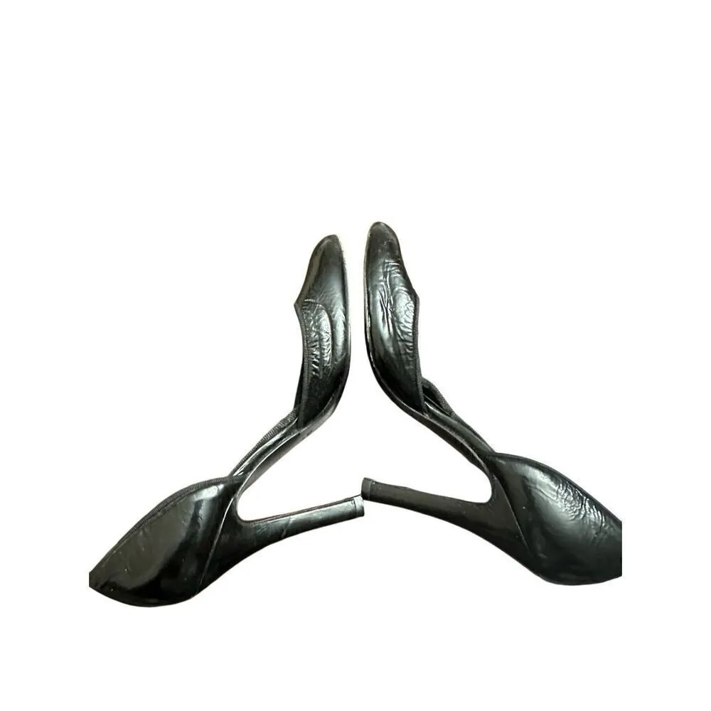 LANVIN Vintage Leather Heels Size 371/2 Black - Image 5