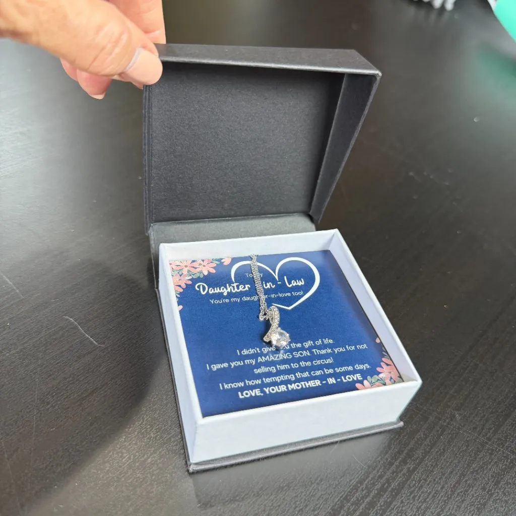 New NIB Daughter In Law Necklace Pendant Silver Tone Crystal - Image 8