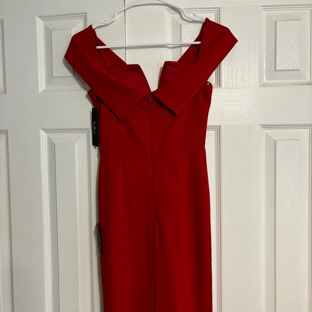 Lulu’s My Favorite Night Red Off-the-Shoulder Bodycon Midi Dress NWT - Image 3