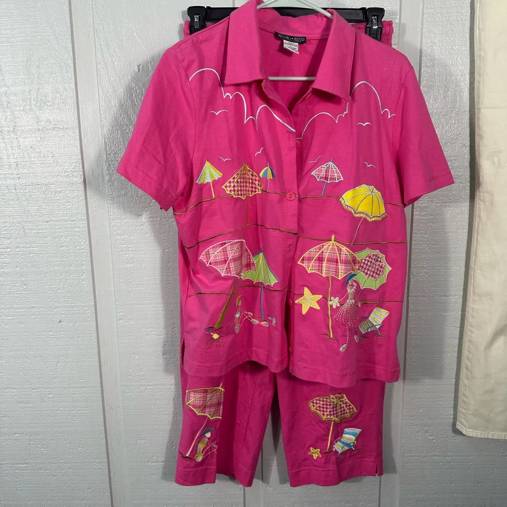 Marshall Russo Vintage Pink Short Sleeve Capri Set Size M EUC Size M - Image 2