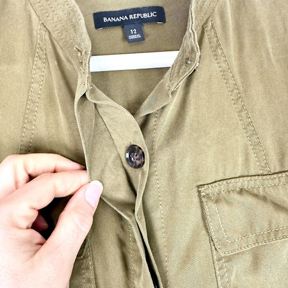 Tencel Flight Jumpsuit Size 12 Cindered Olive Green Utility - Image 5