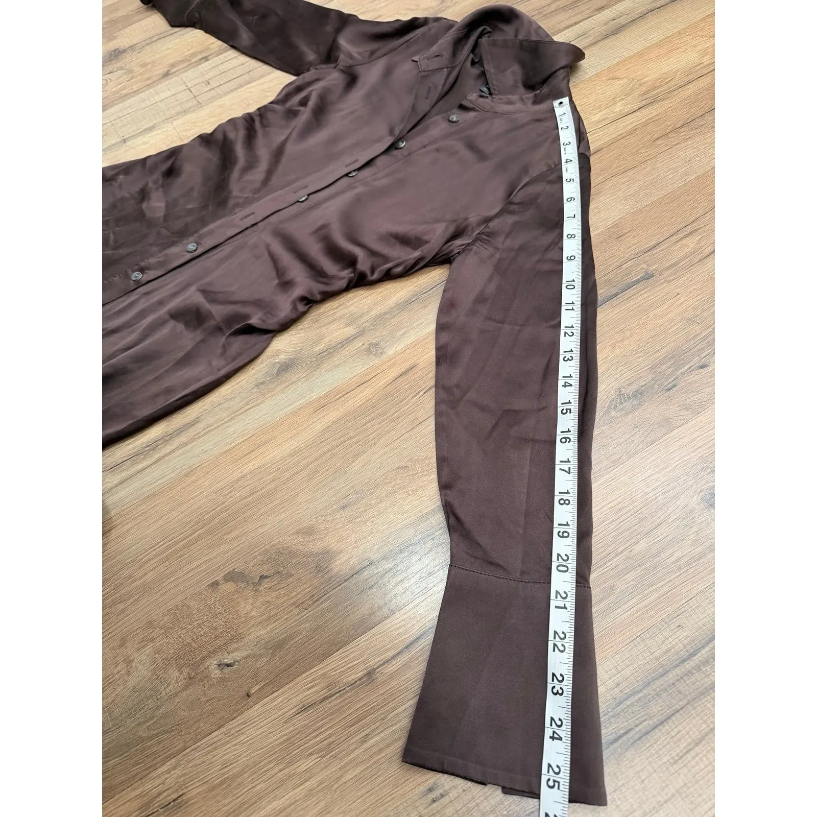 Banana Republic 100% Silk Brown Shirt Dress Petite XXS Button Front - Image 10