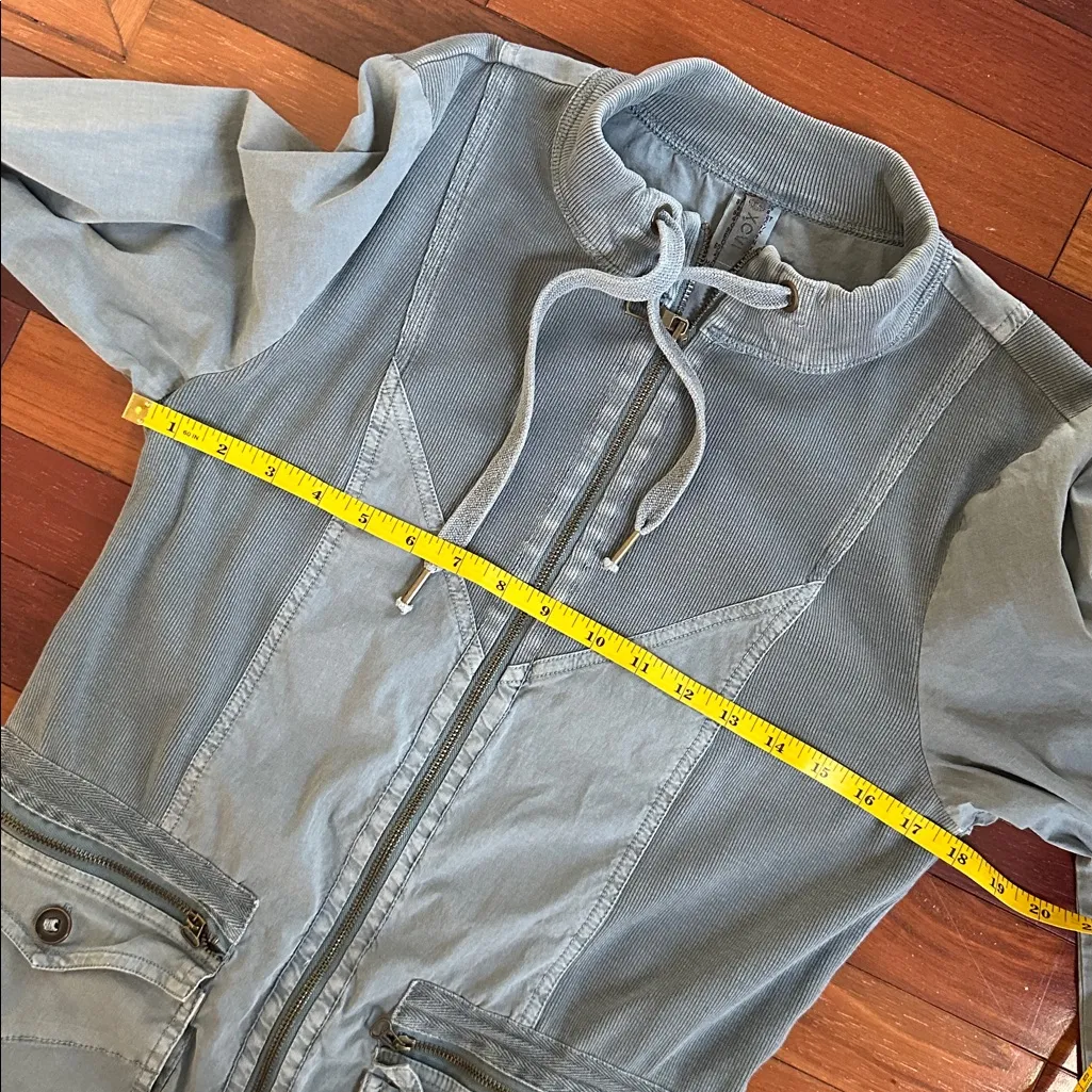 XCVI Grey Full Zip Jacket Moss Green Long Sleeve Cargo Pockets Sporty Preppy - Image 7