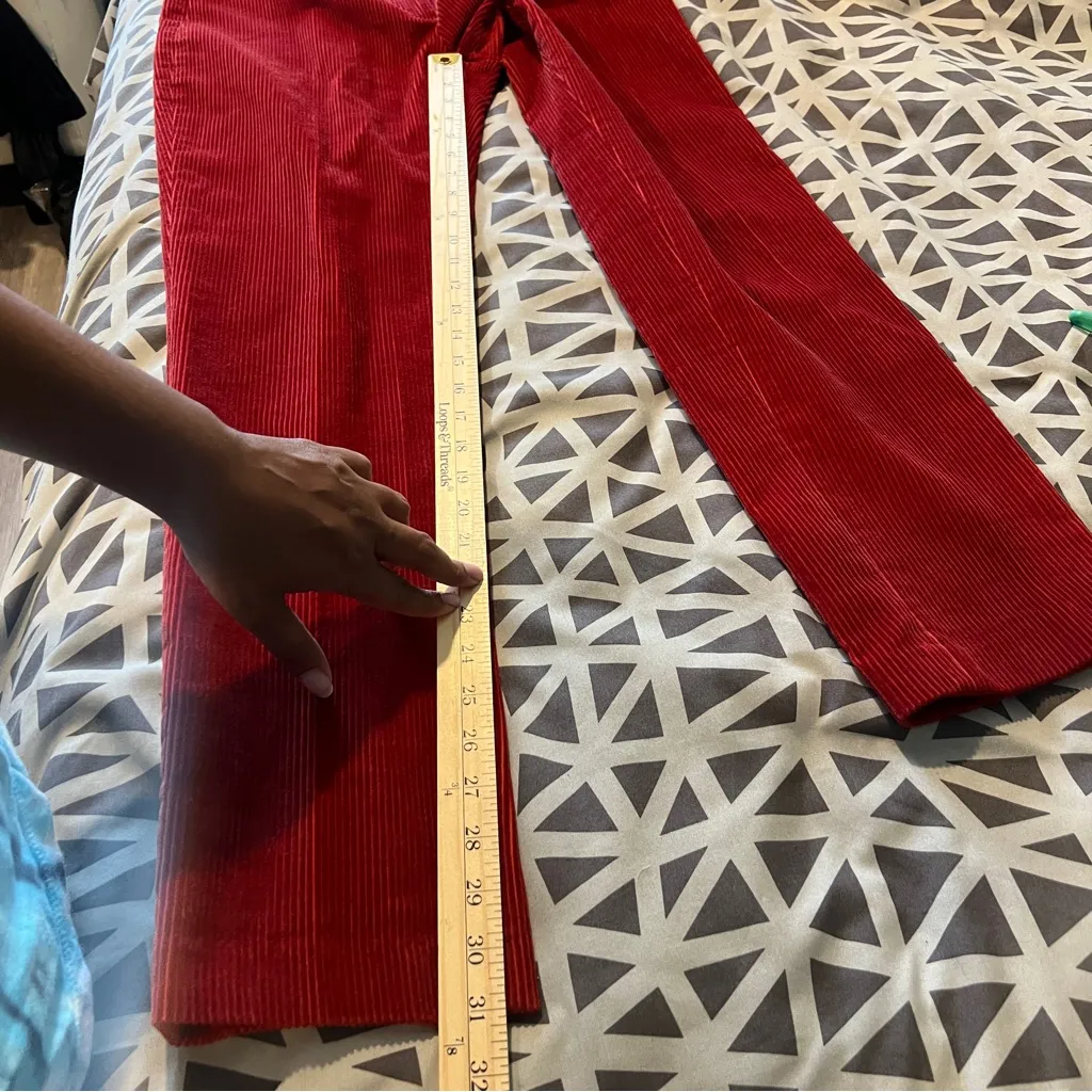 J. McLaughlin Red Stretch Corduroy Cotton Mid Rise Straight Leg Size‎ 2 - Image 13