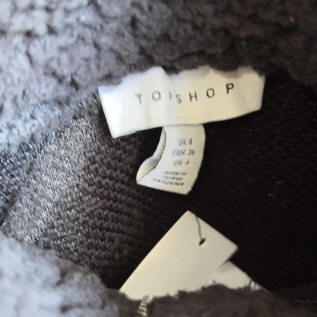 TopShop🦎Black Half Zip Mock Neck Fleece Sherpa Teddy Pullover🌵 - Image 5