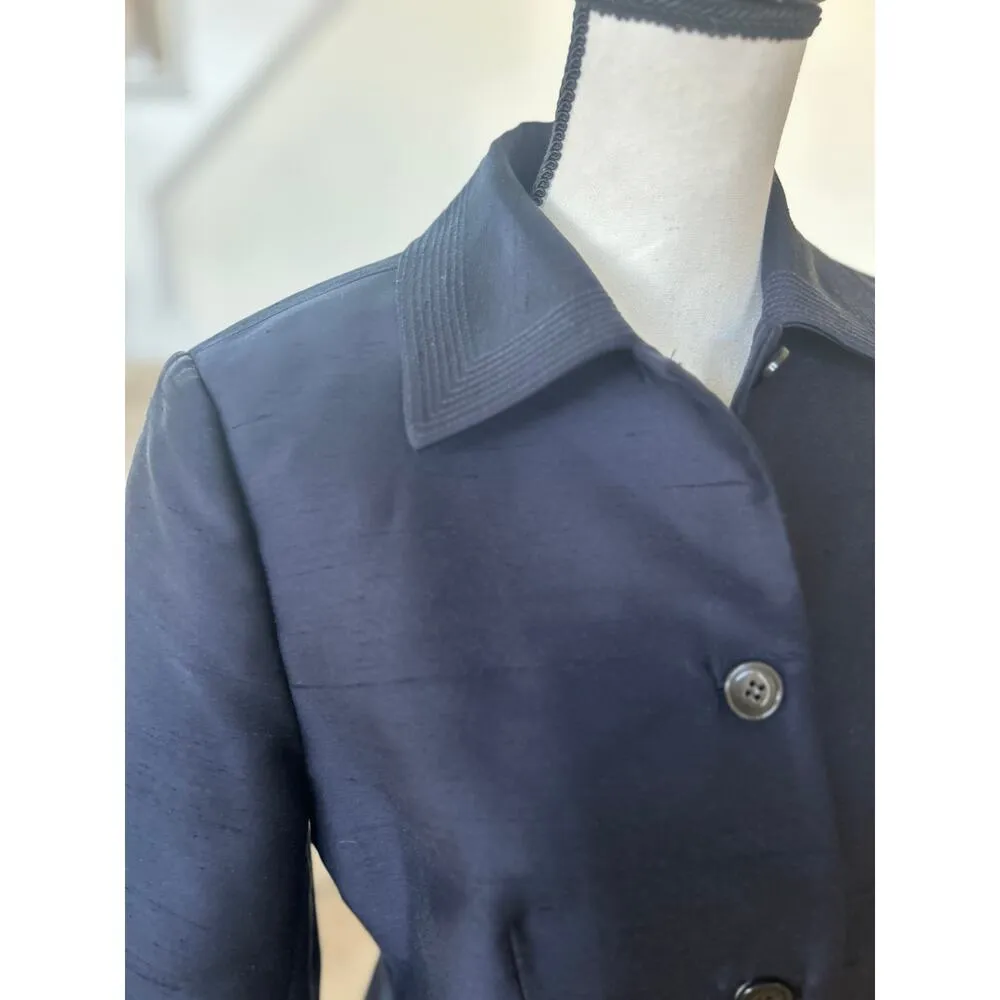 Brooks Brothers Navy Silk 3/4 Sleeve Fitted Blazer - Image 2