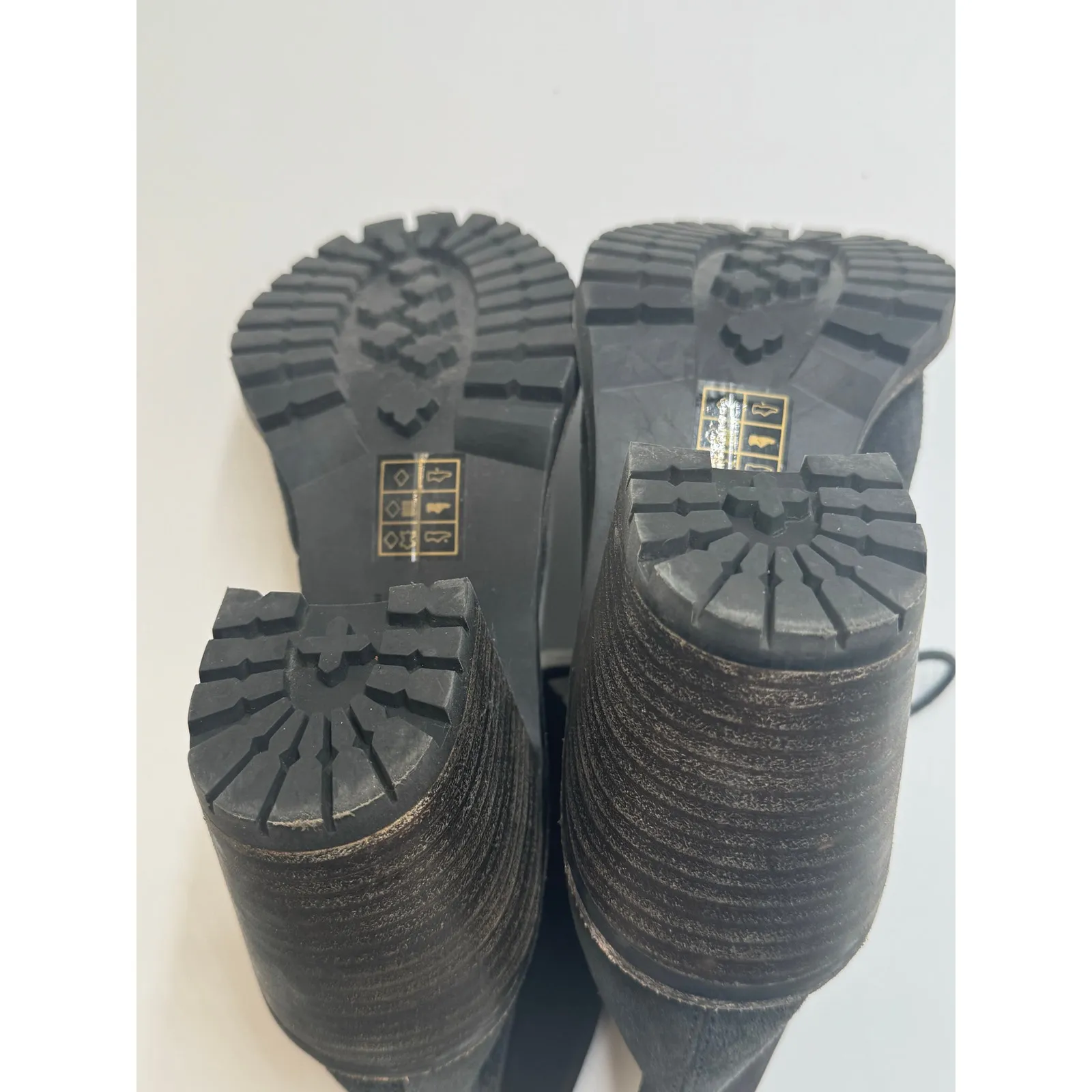 Dolce Vita Booties Post Faux Shearling Trim Suede Navy Blue Block Heel Size 8.5 Black - Image 6