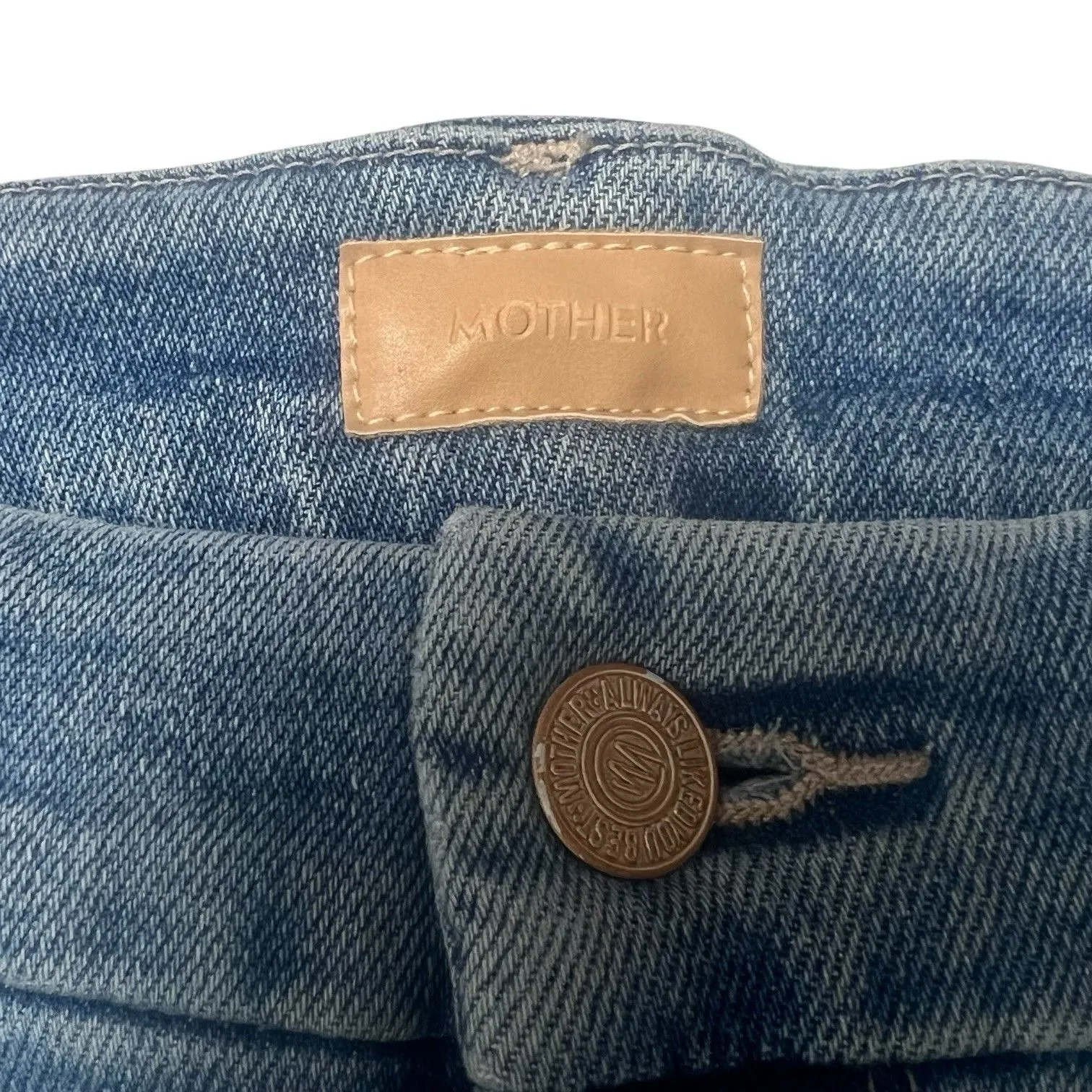 MOTHER The Roller High Rise Wide Leg Denim Jeans Let's Trip Light Wash Blue 28 - Image 9