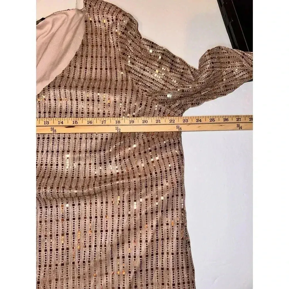 Sara Michelle Womens Sequin Tops 3/4 Sleeve Glitter Sparkly Party Blouse Size 2X Gold - Image 13