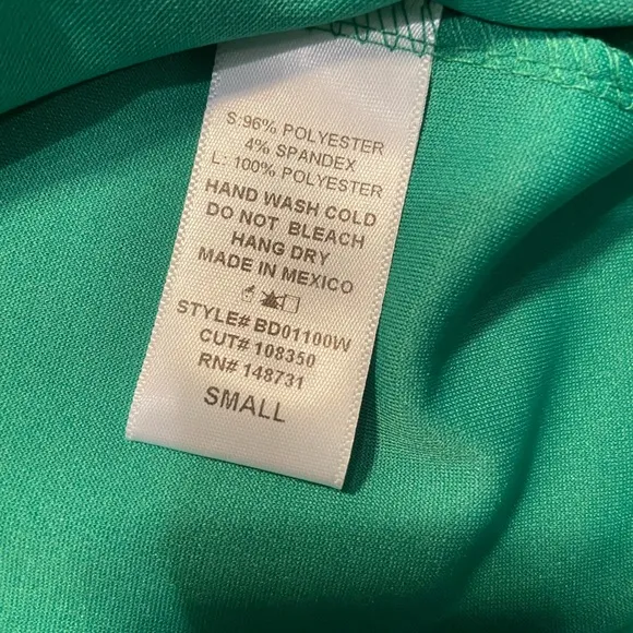 NWT, Windsor, Mini Bodycon Dress,‎ Green w/Blue Straps, Size Small - Image 5