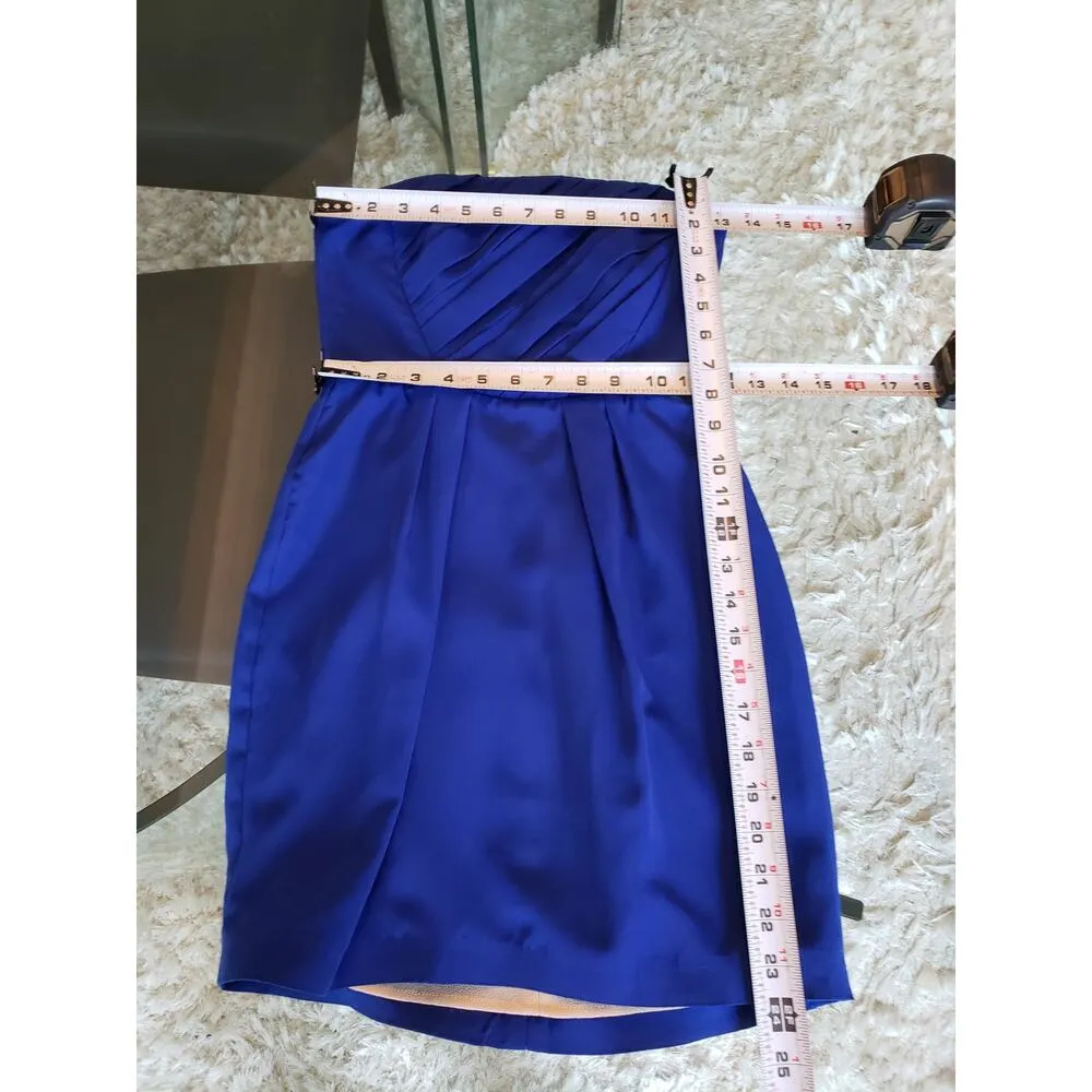 Naven Knee Length Dress Womens XS Blue Lined Pleated Back Zip Off The Shoulder - Image 8