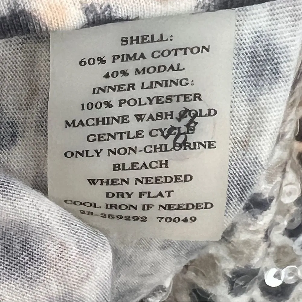 Ann Taylor Size Medium Black & Tan Animal Print Tank Top w/Clear Sequins - Image 8