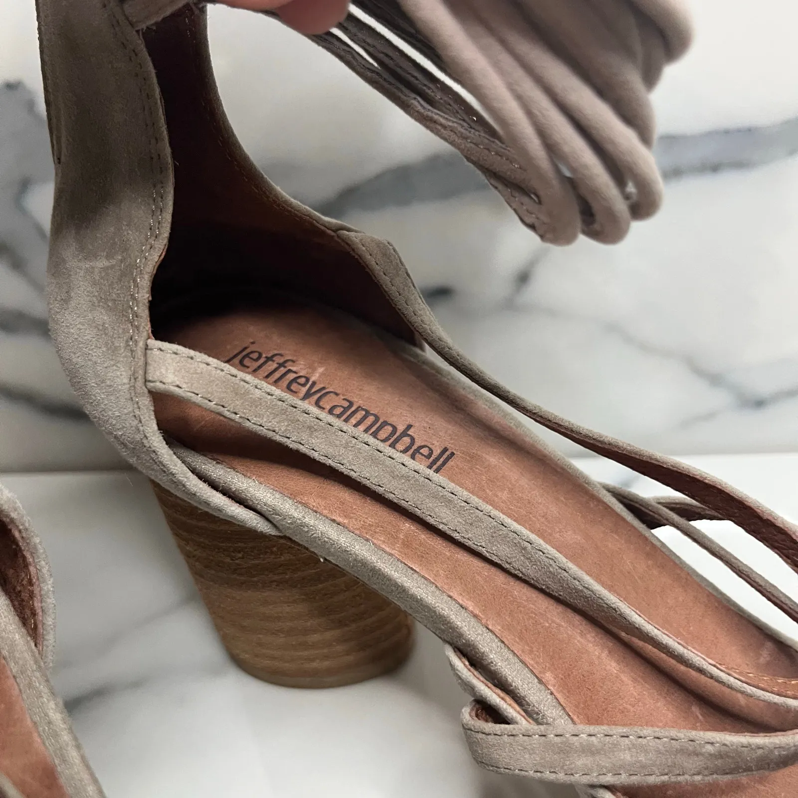 JEFFREY CAMPBELL NWOB Despina Taupe Ankle Wrap Tassel Sandal Women’s Size 8.5 - Image 3