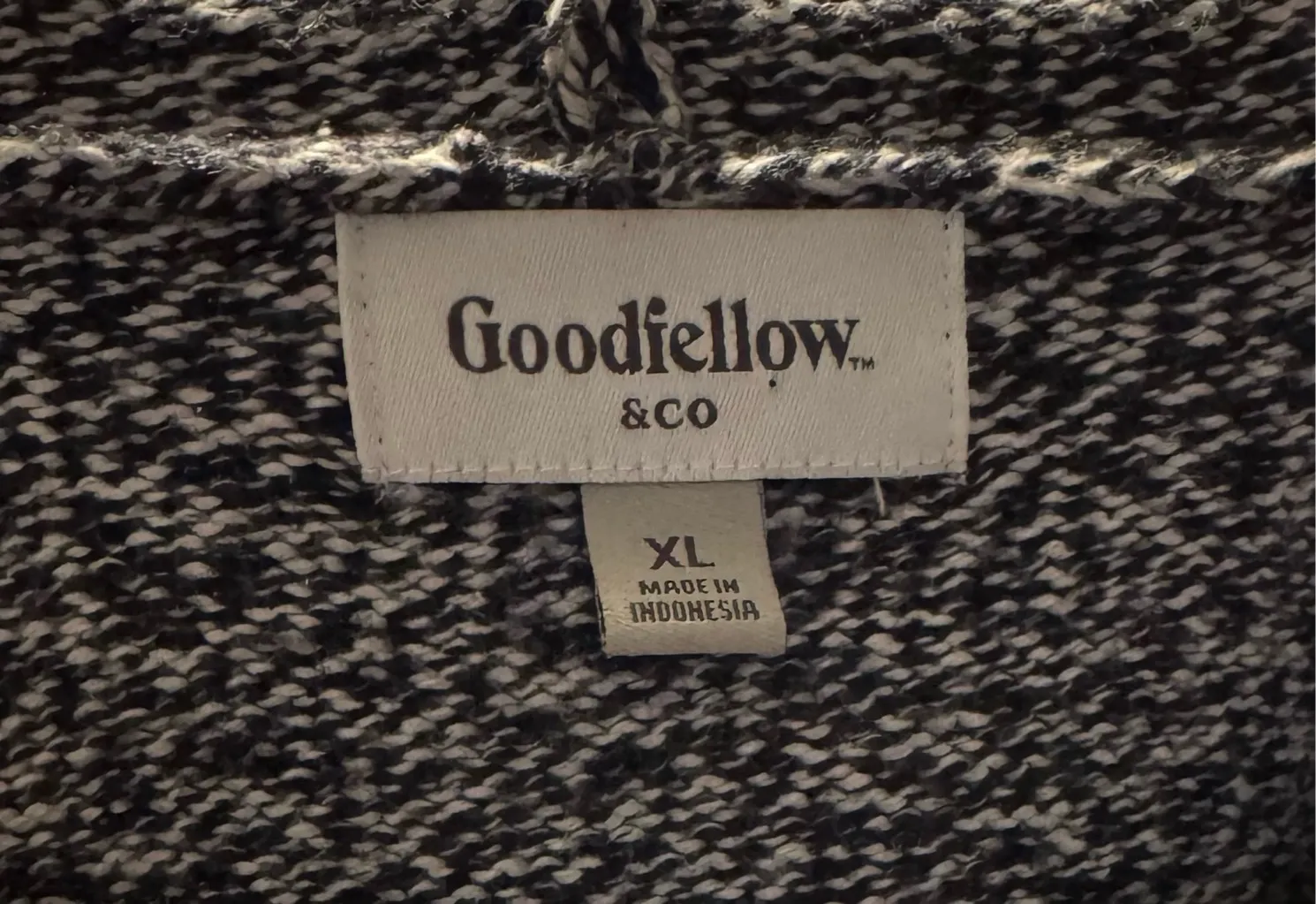 Goodfellow & Co (R) Mens Hooded Sweater XL Gray White Drawstring Pocket Soft EUC - Image 4