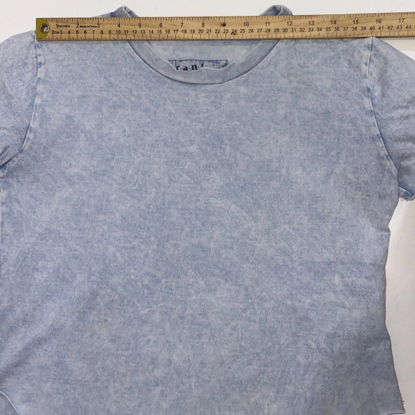 Frank Eileen Tee Lab Crew Essential Minimalist Short Sleeve Shirt Blue Cotton XS - Image 6